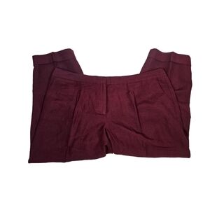Talbots Signature Burgundy Linen Blend‎ Cropped Pants Size 16 Women's L59